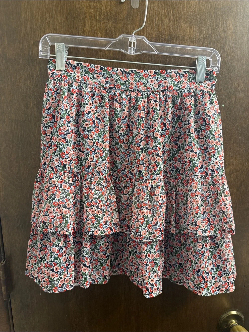 Tiered Floral Skater Skirt - Pink Multi